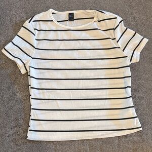 H&M Black and White Striped Short Sleeve Tee